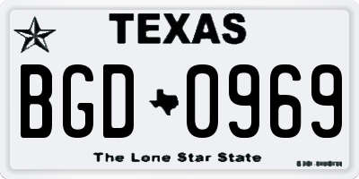 TX license plate BGD0969