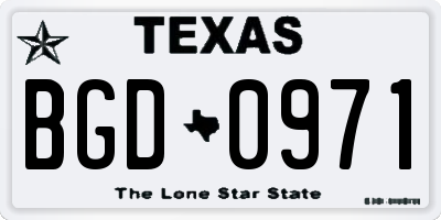 TX license plate BGD0971