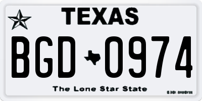 TX license plate BGD0974