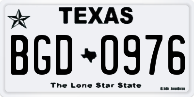 TX license plate BGD0976