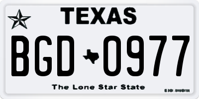 TX license plate BGD0977