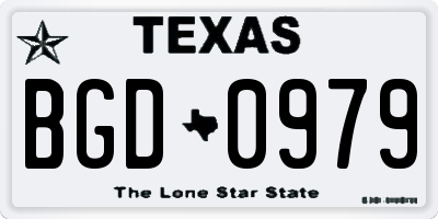 TX license plate BGD0979