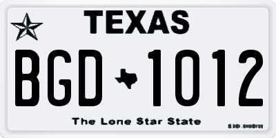 TX license plate BGD1012