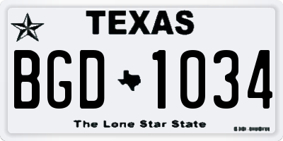 TX license plate BGD1034
