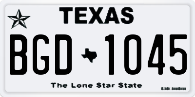 TX license plate BGD1045