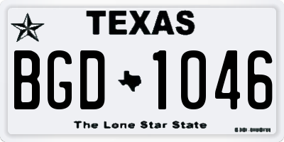 TX license plate BGD1046