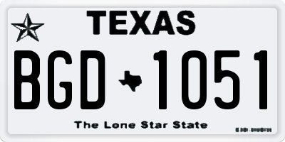 TX license plate BGD1051