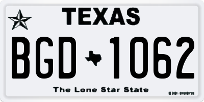 TX license plate BGD1062