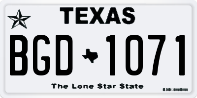 TX license plate BGD1071