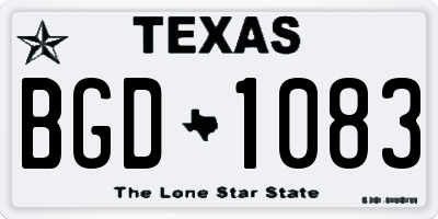 TX license plate BGD1083
