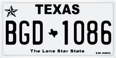 TX license plate BGD1086