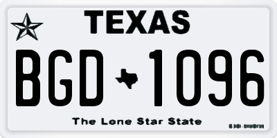 TX license plate BGD1096