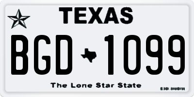 TX license plate BGD1099