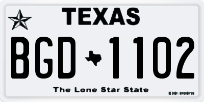 TX license plate BGD1102