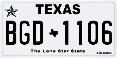 TX license plate BGD1106