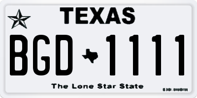 TX license plate BGD1111
