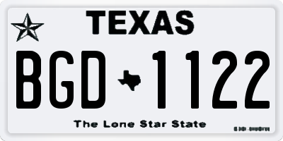 TX license plate BGD1122
