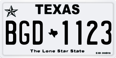 TX license plate BGD1123