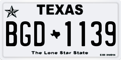 TX license plate BGD1139