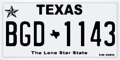 TX license plate BGD1143