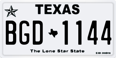 TX license plate BGD1144