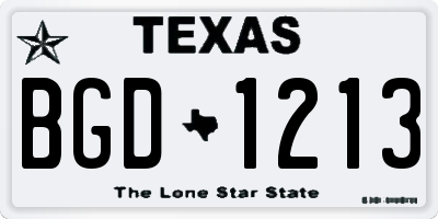 TX license plate BGD1213