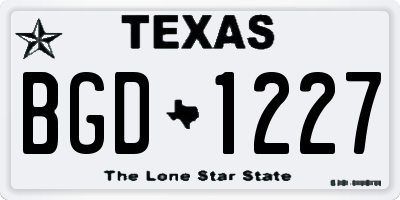 TX license plate BGD1227