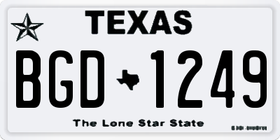 TX license plate BGD1249