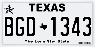 TX license plate BGD1343
