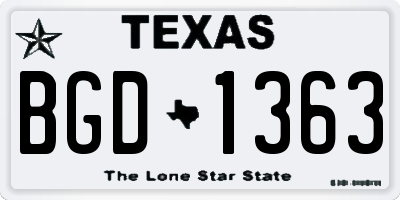 TX license plate BGD1363