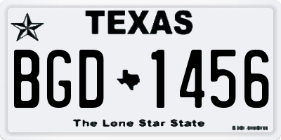 TX license plate BGD1456