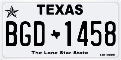 TX license plate BGD1458