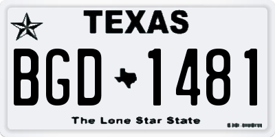 TX license plate BGD1481