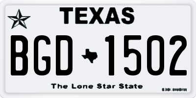 TX license plate BGD1502