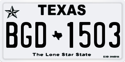 TX license plate BGD1503