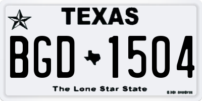 TX license plate BGD1504
