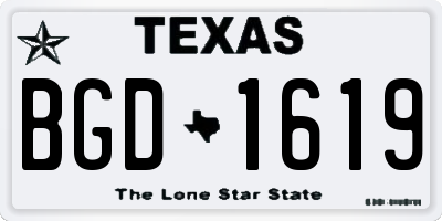 TX license plate BGD1619