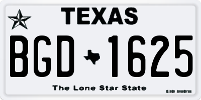 TX license plate BGD1625