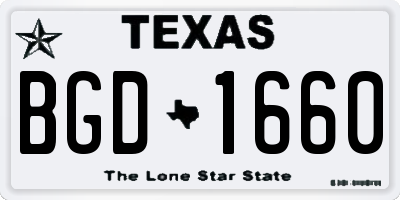 TX license plate BGD1660