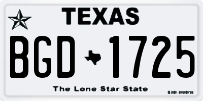 TX license plate BGD1725