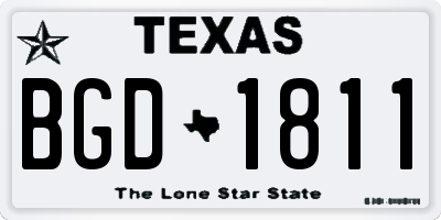 TX license plate BGD1811