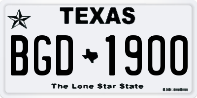 TX license plate BGD1900