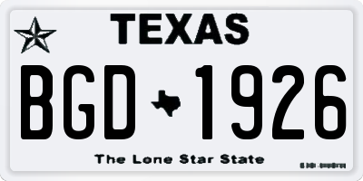 TX license plate BGD1926