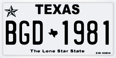 TX license plate BGD1981