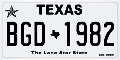 TX license plate BGD1982