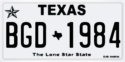 TX license plate BGD1984