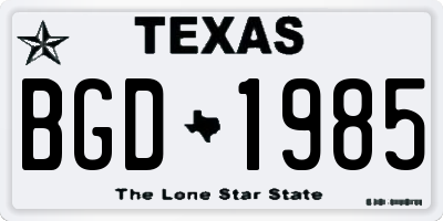 TX license plate BGD1985