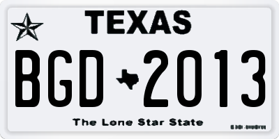 TX license plate BGD2013