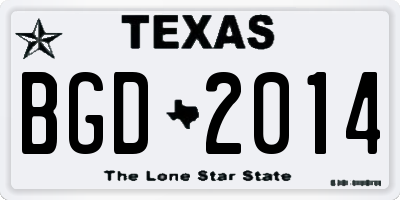 TX license plate BGD2014