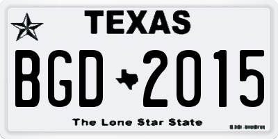 TX license plate BGD2015
